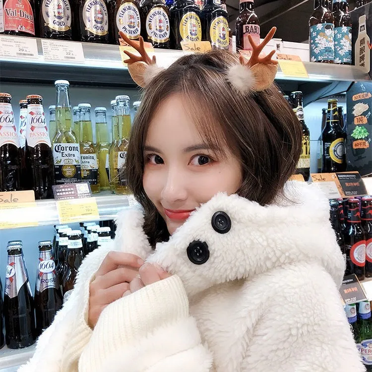 Рождественская повязка на голову с оленями рогами цветами застежкой головной