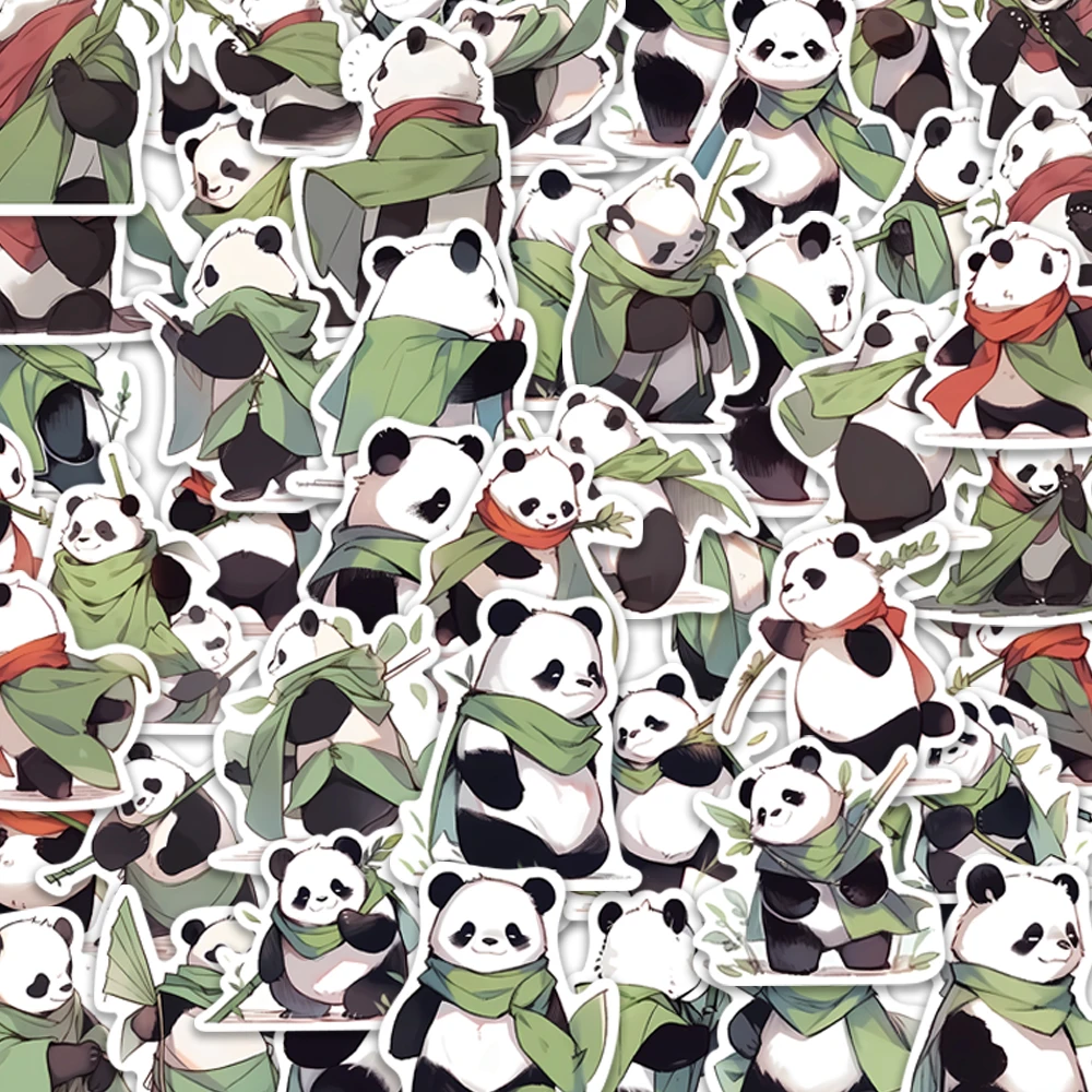 

10/54PCS Panda Warrior Stickers Vintage For DIY Car Notebook Guitar Motorcycle Laptop Luggage Suitcase Graffiti Decals