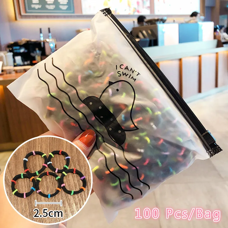 

100/1000 Pcs/Bag Children Cute Candy Cartoon Solid Elastic Hair Bands Girls Lovely Srunchies Rubber Bands Kid Hair Accessories