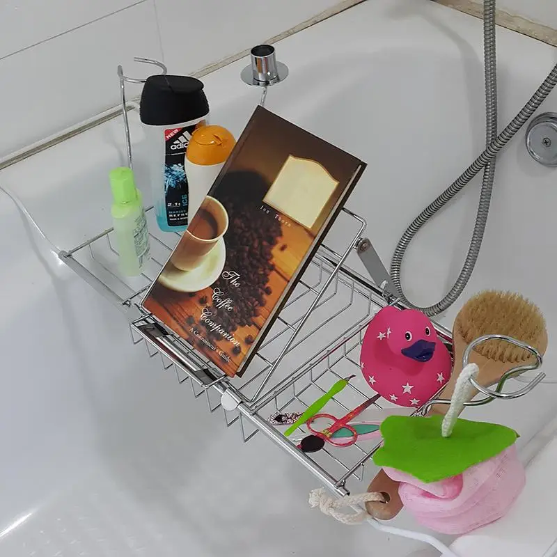 

Bathtub Reading Holder Retractable Bathtub Tray Rack Book Holder Storage Organizer Access Chromoplast Non Slip Wine Containers