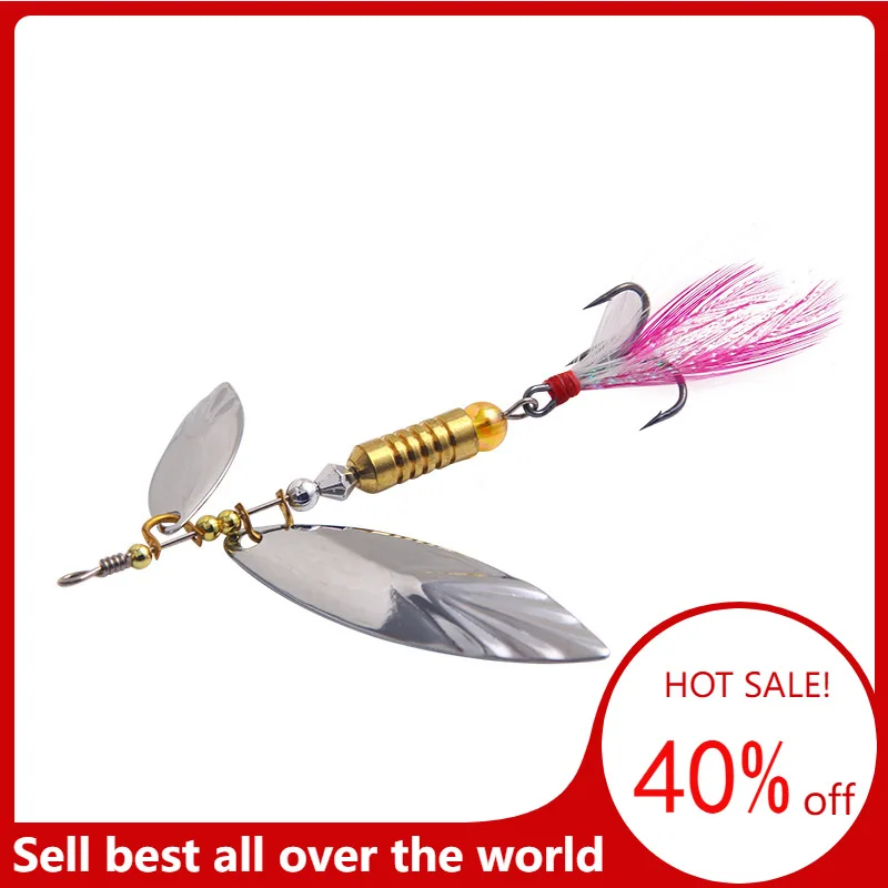 

1pcs Metal Sliver Rotating Sequins Spoon lure 7g/10g Spinner Fishing Hard Bait With Feather Treble Hook Fishing Accessories 1pc