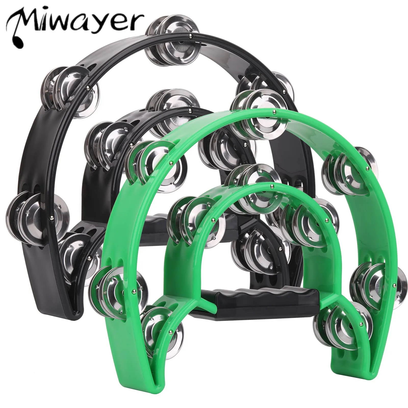 

Двухрядный Тамбурин Miwayer для взрослых, музыкальный Тамбурин с полумесяцем, металлический 20 метров, Ручной Ударный барабан, 2 упаковки, 10 дюйм...