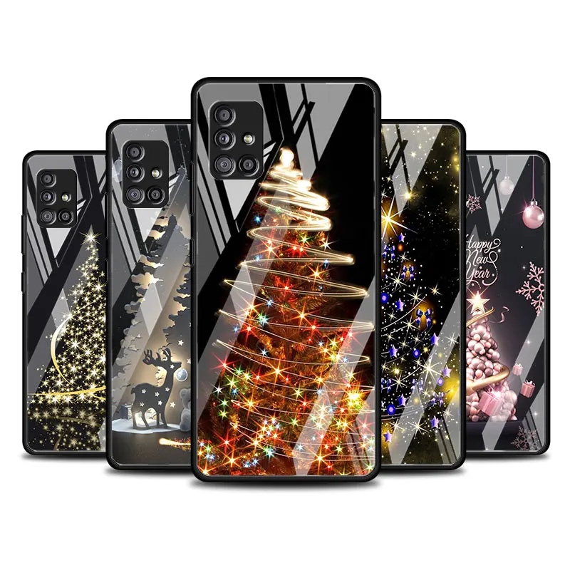 

Glass Case For Samsung Galaxy A52 5G A12 A51 A71 A53 A22 A21s A50 A72 A23 A70 A32 A31 A41 A13 Phone Funda Merry Christmas Tree