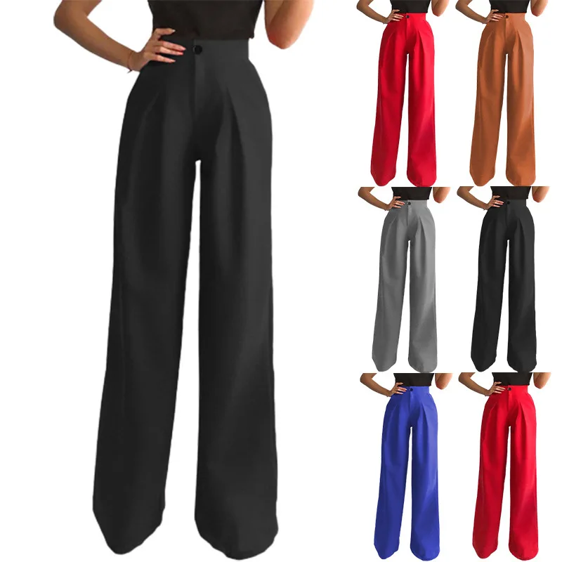 

2022 New Fashion Hot Selling European American Spring Summer Solid Color Casual Straight Suit Trousers Harajuku Women's Clothing
