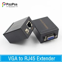pzzpss 1 pair receiver transmitter vga to rj45 extender repeater by cat5e6 up to 60m vga utp for pc laptop computer projector