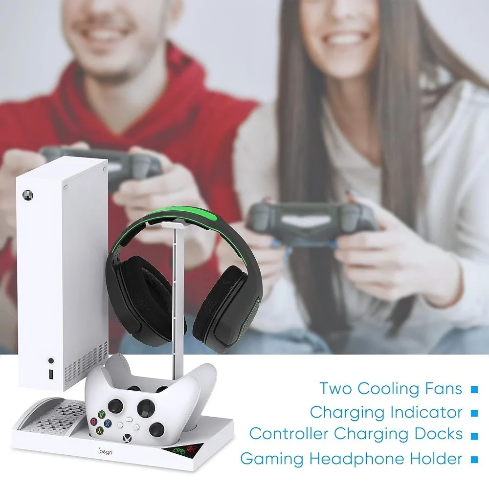 

Xbox Series S Stand Cooling Fan Charging Dock Video Game Consoles Gaming Accessories Headset Support Controller Gamepad Holder