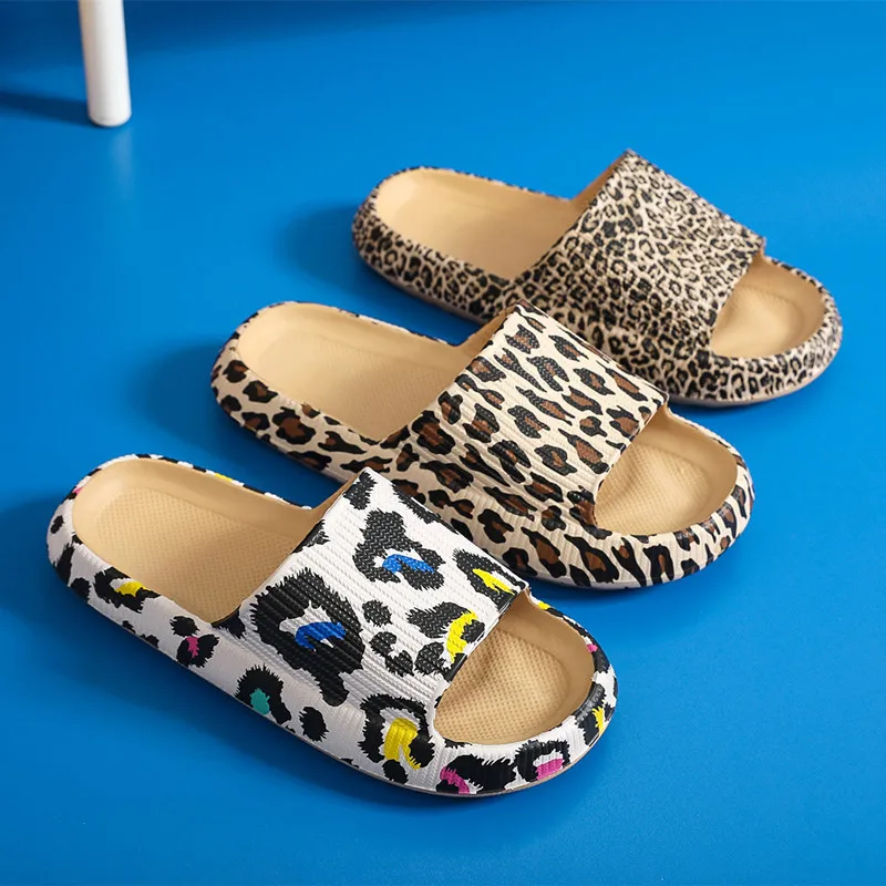 Leopard  Sandals Indoor Outside Platform Shoes Women Summer Slippers Thick Sole  Female Male Fashion Slides Beach Slipper