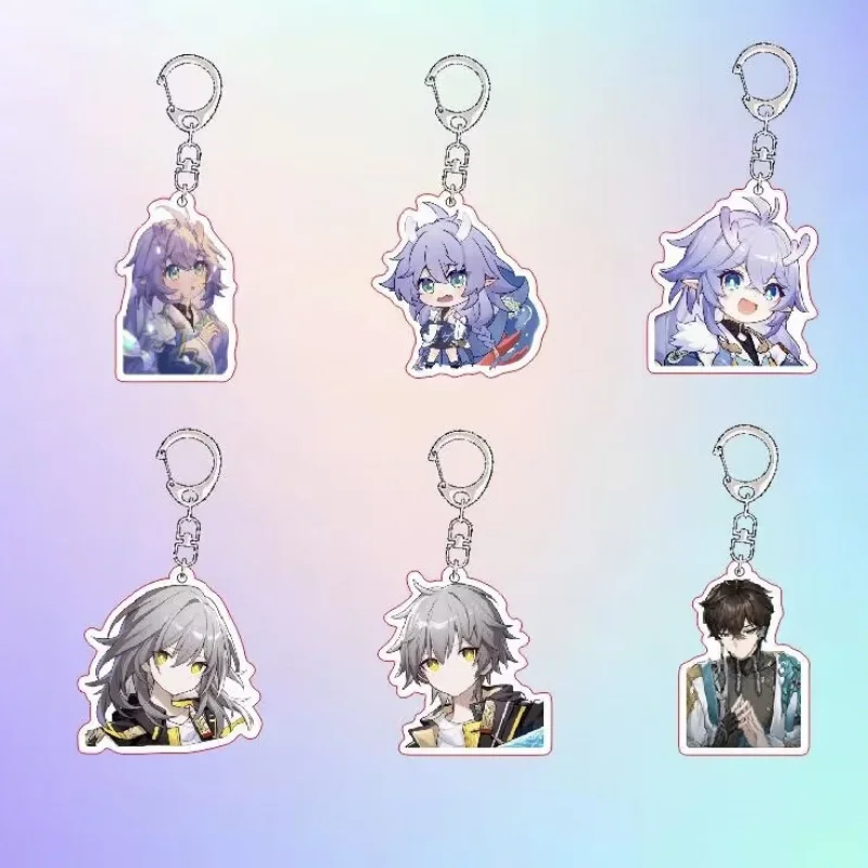 

Honkai Star Rail KeyChain Men Anime Key Chain Women Acrylic Key Ring Bailu March 7th Pendant Party Charm Kids Gift Cos Jewelry