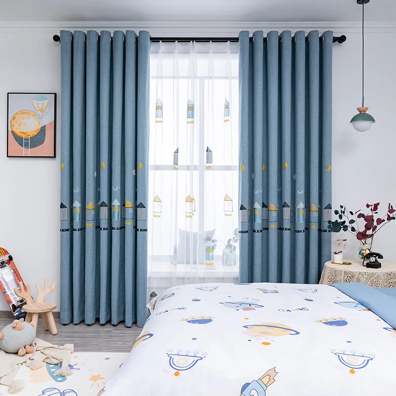 

Детские светонепроницаемые шторы, для комнаты мальчиков и девочек, в спальню, сетчатые, красные, для эркера Ins, для девочек, простые современ...