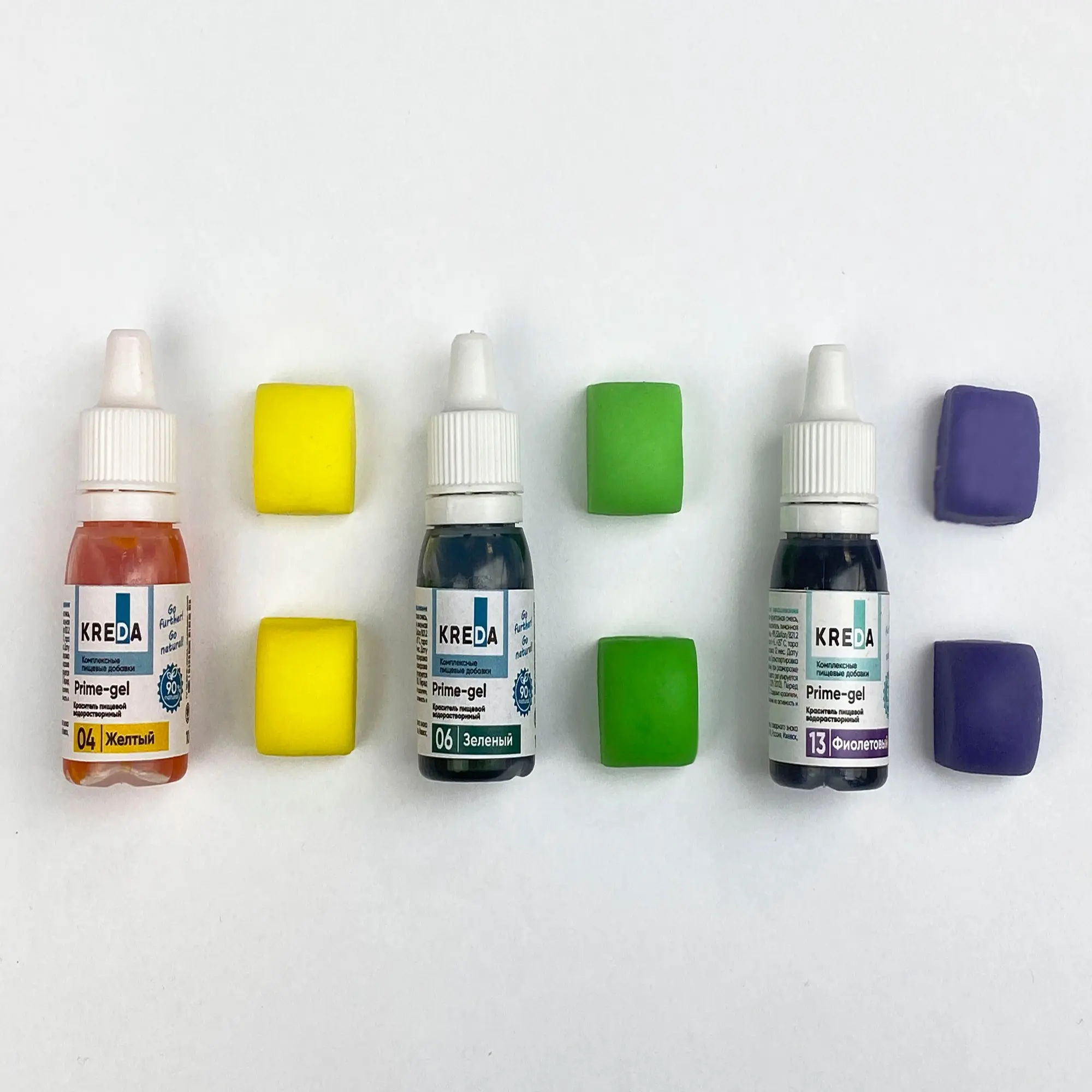 Фото Универсальные гелевые красители KREDA Prime-gel для кулинарии,мыловарения,слаймов комплект из 3 шт по 10мл №1