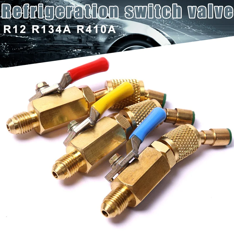 

3pcs A/C Charging Hoses Shut Off Ball Valve AC Refrigerant for R12 R134a R410A A/C Charging Hoses Shut Off Ball Valve