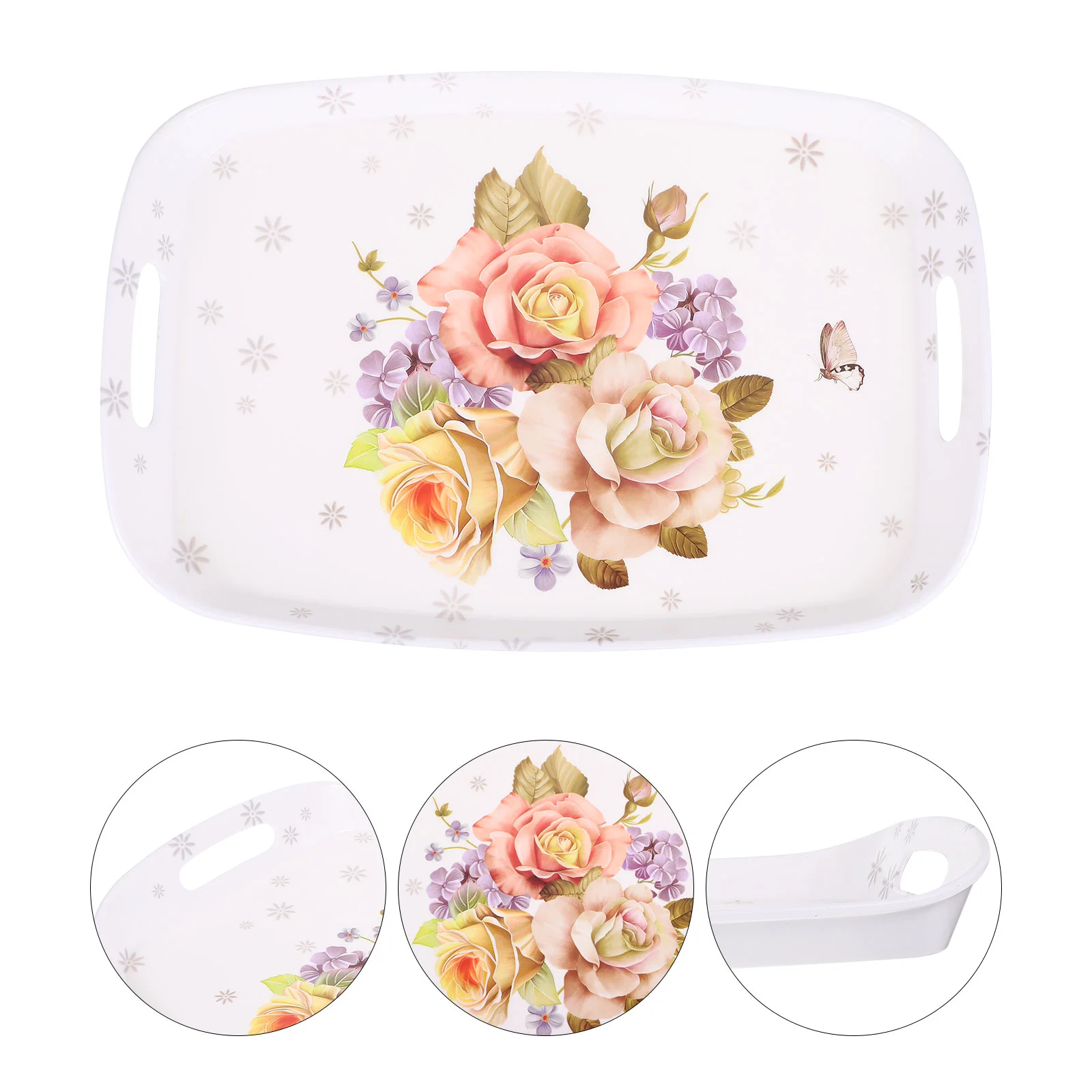 

Tray Melamine Serving Trays Coffee Food Table Platter Tea Dessert Handles Platters Dinner Breakfast Rectangular Charcuterie