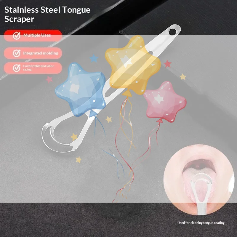 Фото Скребок для языка из нержавеющей стали, щетка-скребок для чистки полости рта, инструмент для гигиены дыхания и ухода за полостью рта для взрослых №1