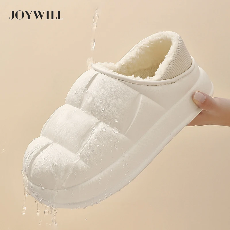 

Мужские зимние хлопковые туфли JOYWILL 2022 EVA, водонепроницаемые женские домашние теплые тапочки на толстой нескользящей подошве, зимние хлопко...
