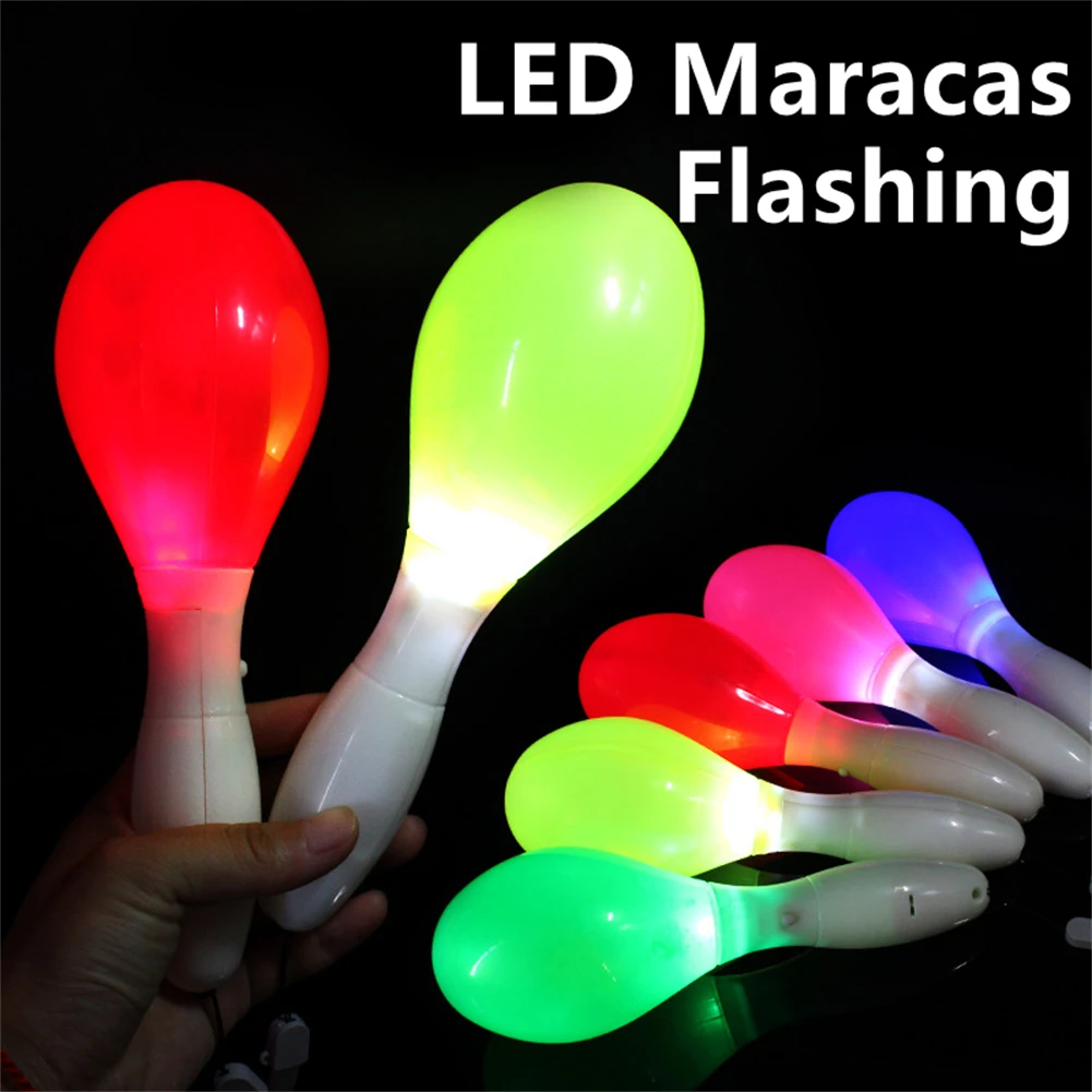 

Multi Color LED Maracas Flashing Light Lamp Sensory Glowing Sand Hammer Shaking Toy Percussion Instruments For Concerts Parties