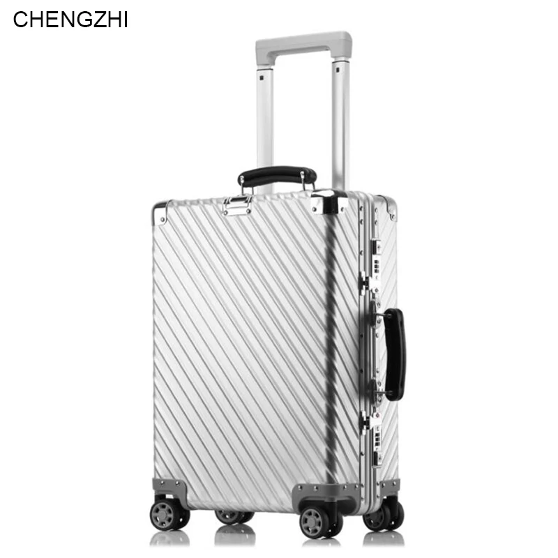 

Carrylove 100% Aluminium retro rolling luggage 20"24"29" spinner metal vintage trolley suitcase for traveling