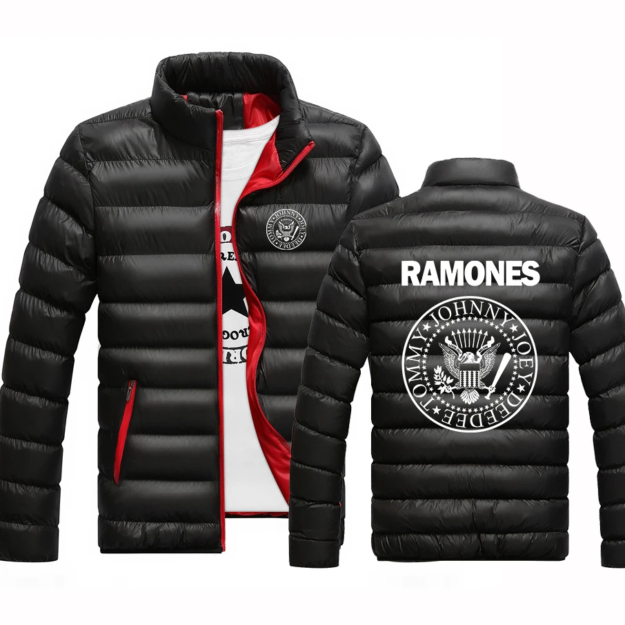 

Fghfg Ramone Seal Graphic New Collar Male Windbreak Cotton Padded Down Jacket Warm Thick Parka Jacket Winter Casual Outwear Coat
