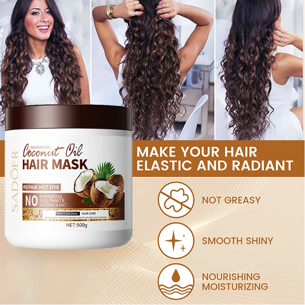 

Coconut Treatment Hair Mask Nutrition Infusing Masque Repairs Dryness Damage Smoothing Moisturizing Restore Soft Hair Care