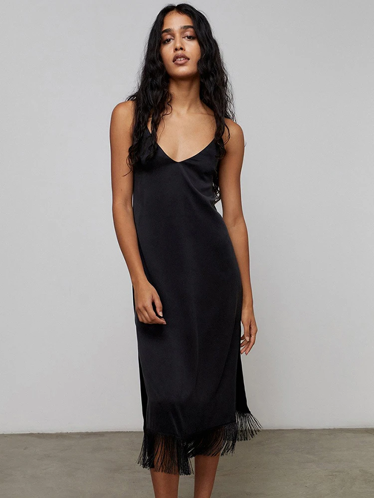 Ночная рубашка с кисточками Restve женские сексуальные платья на бретельках