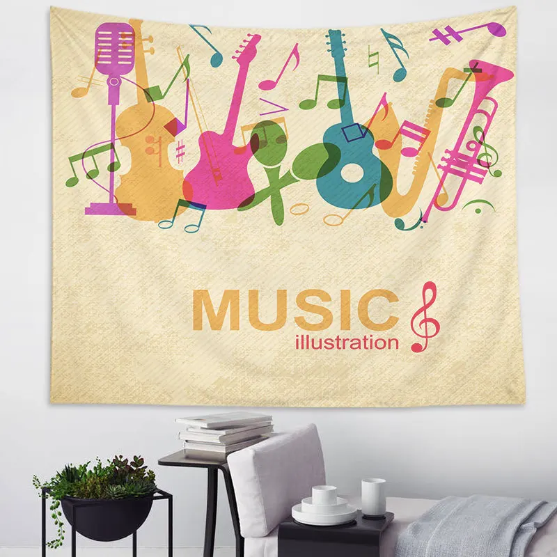 

Гобелен в европейском и американском стиле Instagram музыкальная бара фон висячая ткань ноты пианино украшение настенные гобелены на заказ