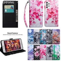 3d painted leather flip phone case on for google pixel 7 6 pro 3a etui wallet card slots cover for pixel 7pro 6 shockproof stand