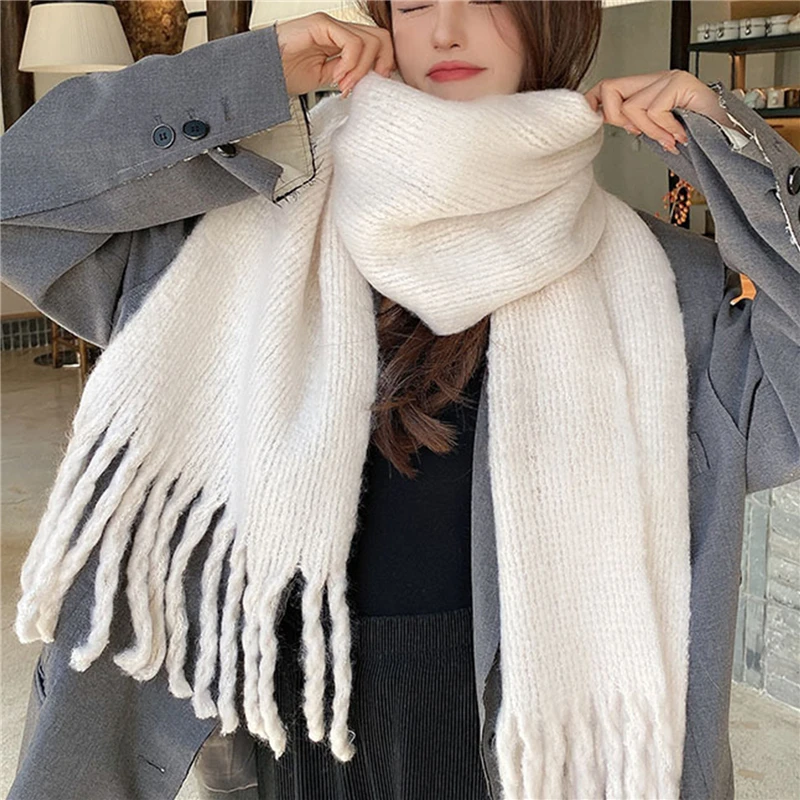 

Imitation Cashmere Women Scarf Winter Preppy Style Solid Hairy Scarve Pashmina Tassel Mujer Female Foulard Bufanda Wrap Shawls