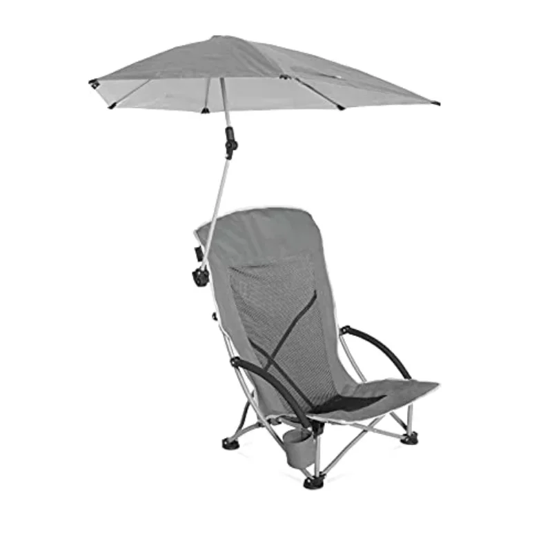 With Upf 50+ Adjustable Canopy Umbrella, Grey
