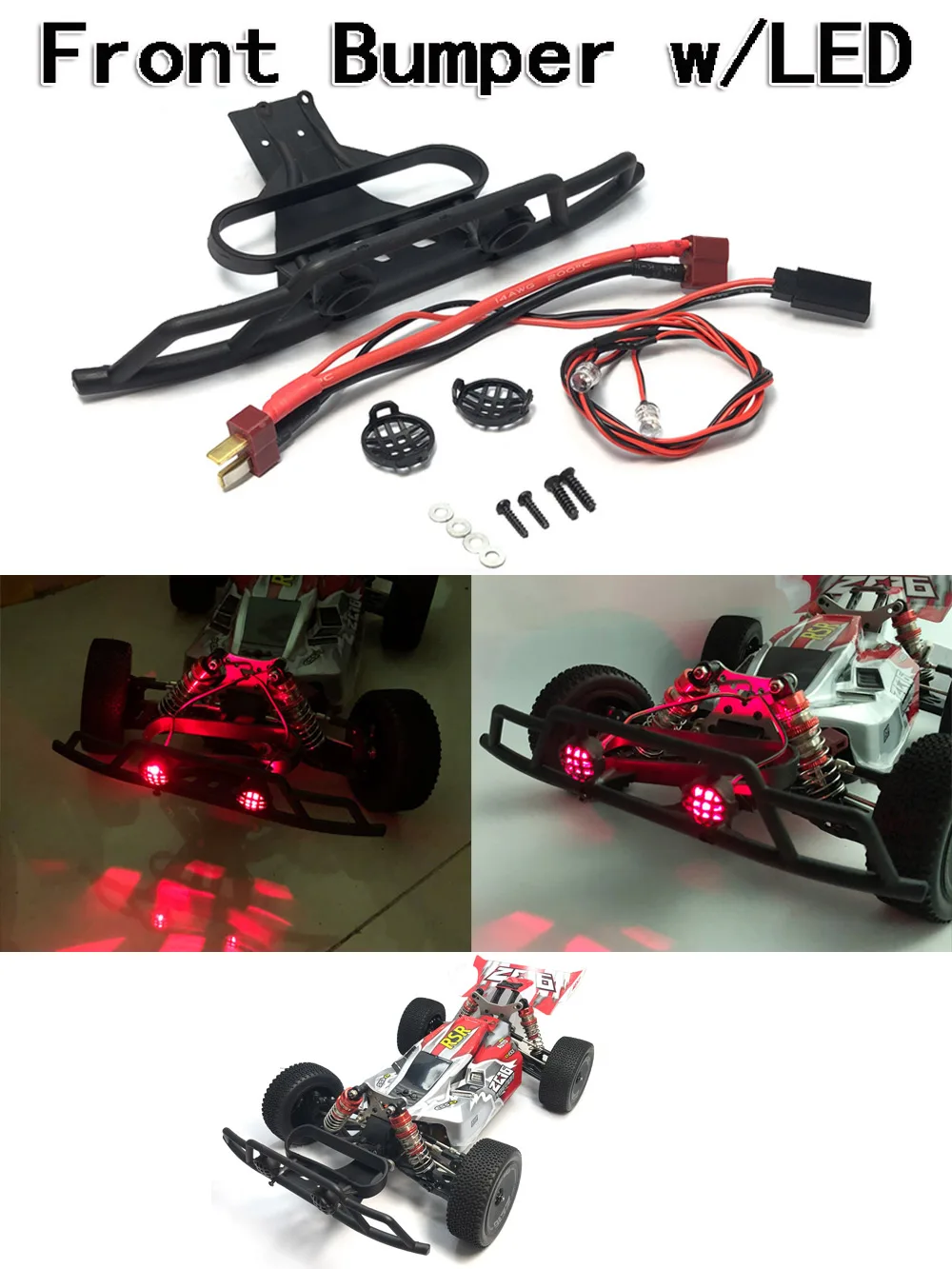 

Wltoys 144001 144010 124019 124017 124016 124018 Accesories Upgrade Parts On Road Front Bumper with LED