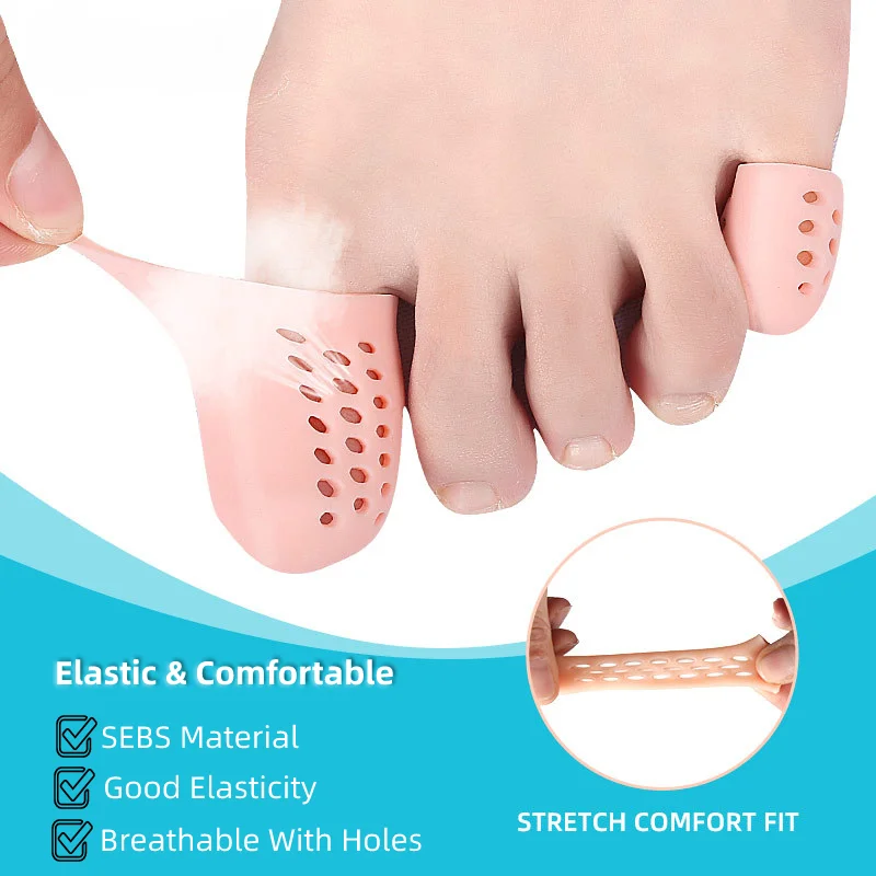 

2pieces=1pair Finger Foot Care Toe Tube Protector Silicone Gel Bunion Corrector Separator Stretchers Corns Blisters Pain Relief