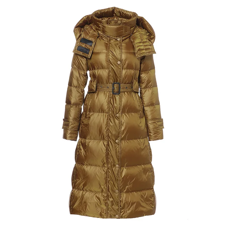 Down Jacket Women Long Over-the-knee New Winter White Duck Down Slim Fit and Long Cold-proof Coat