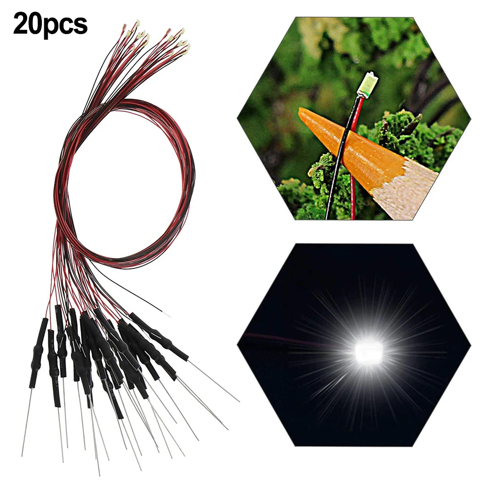 

20pcs 9-12V Prewired 0603 SMD LED Lamp Pre-Soldered Chip Wired Warm White Light Emitting Diode DIY Railway Model Scenes Light