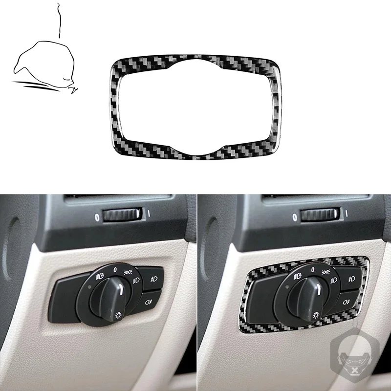 For BMW 1 Series E81 E82 E87 E88 2008-2013 Carbon Fiber Stickers Headlight Switch Frame Trim Car Styling Decoration Accessories