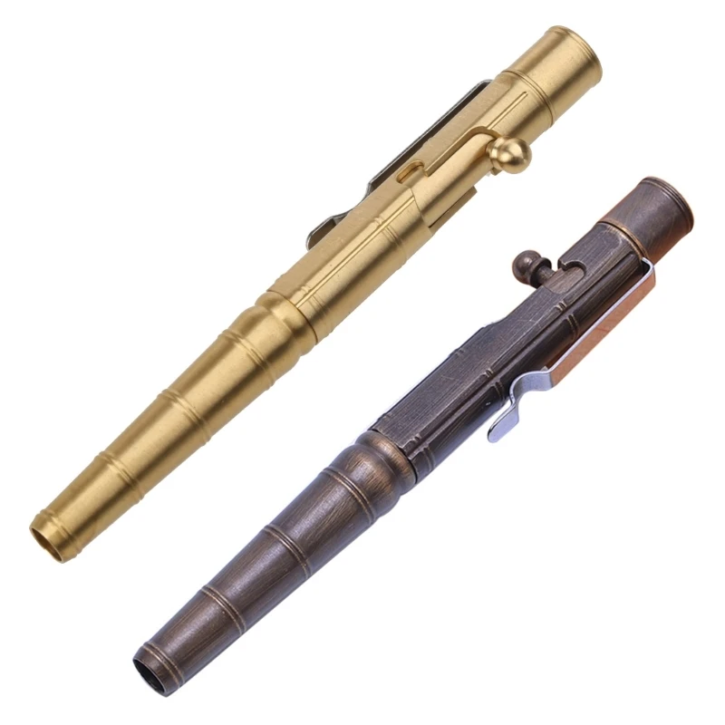 

Solid Brass Gel Ink Pen Retro Bamboo Node Bolt Action Writing Tool Stationery