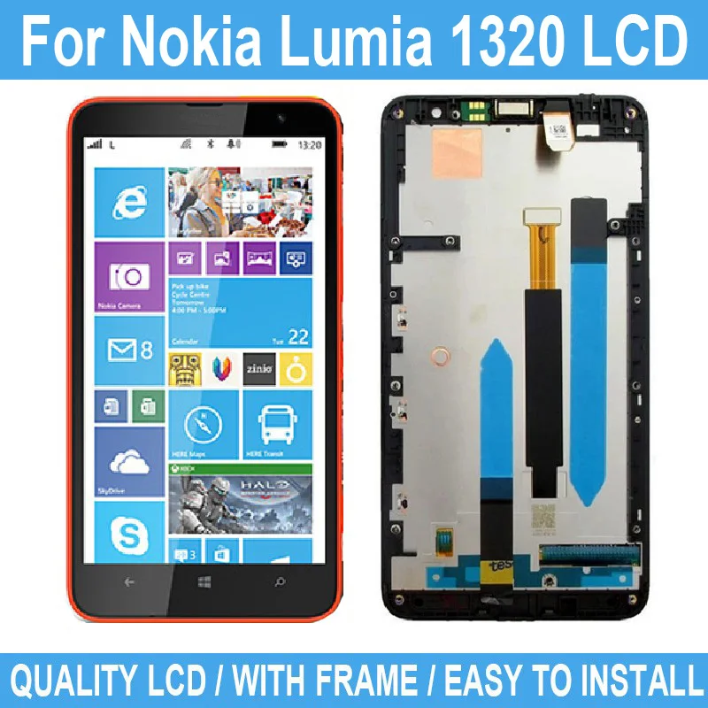 

6.0" For Nokia Lumia 1320 LCD Display Touch Screen With Frame For Nokia Lumia 1320 Display Digitizer Assembly Repair Parts+Tool