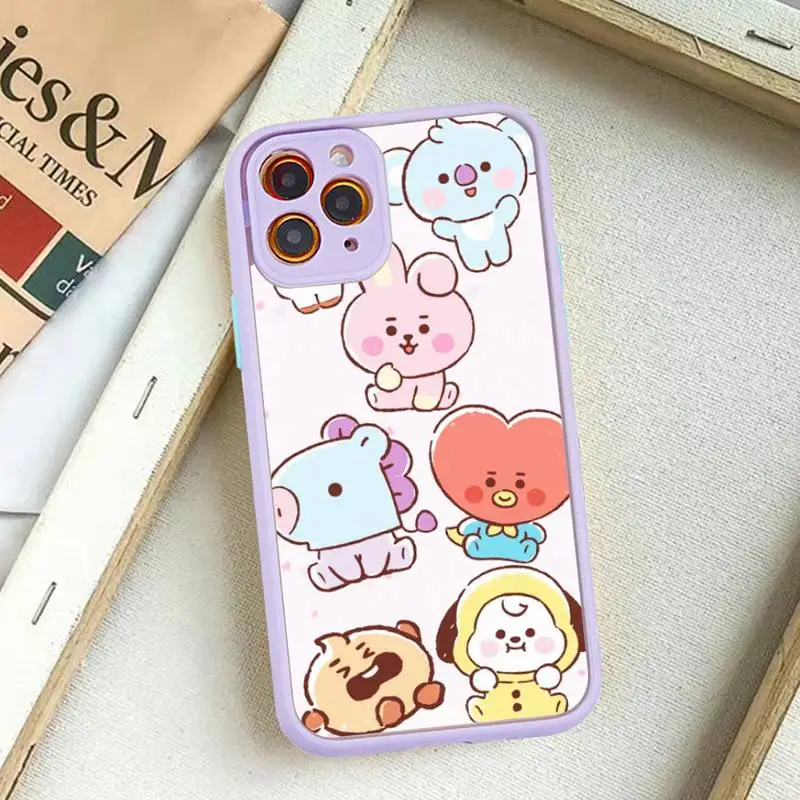 B-BT21S Phone Case for iPhone 14 11 12 13 Mini Pro Max 8 7 Plus X XR XS MAX Translucent Matte Cover