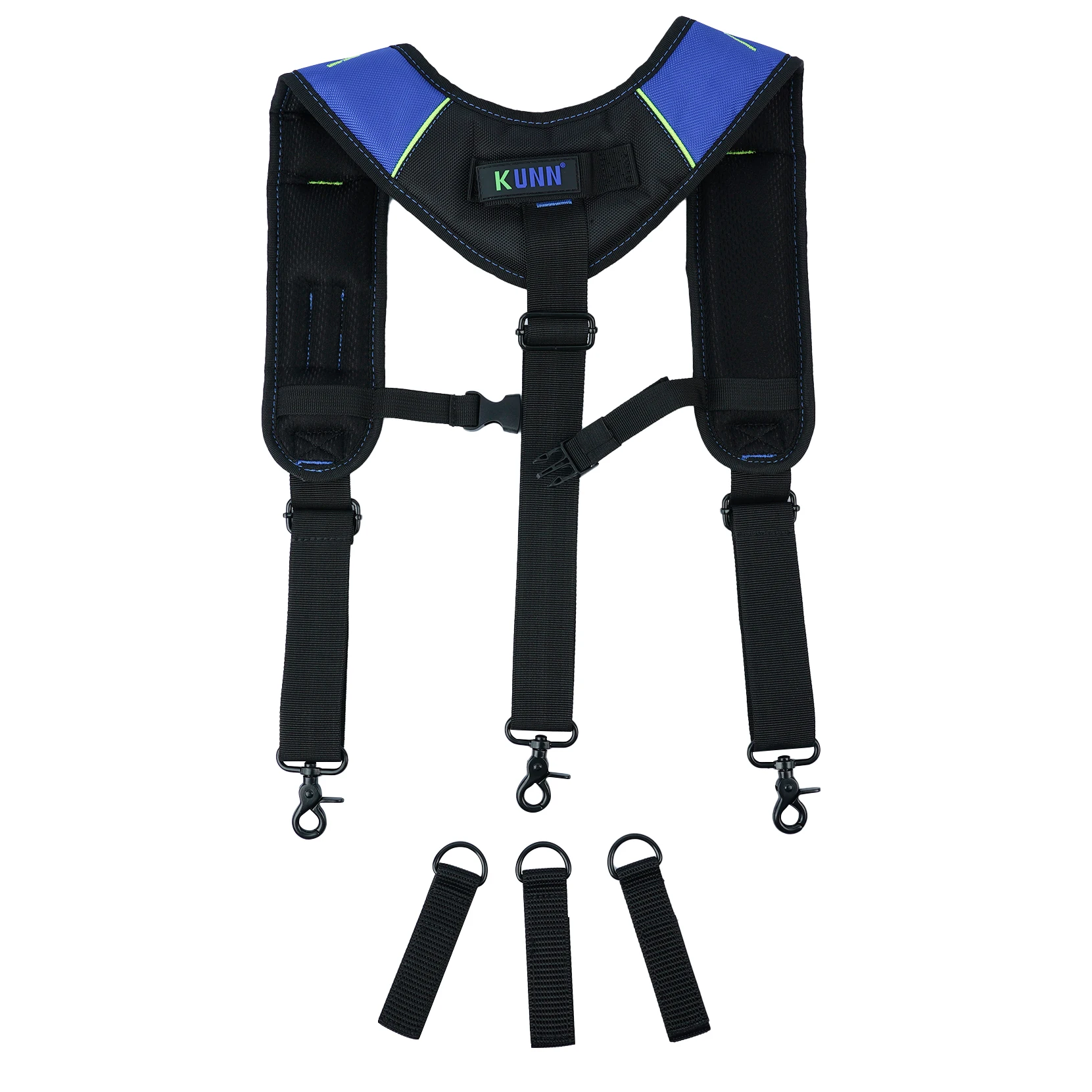 KUNN 3-точечные подтяжки для мужчин Тяжелые строительные с петлями ремня голубые