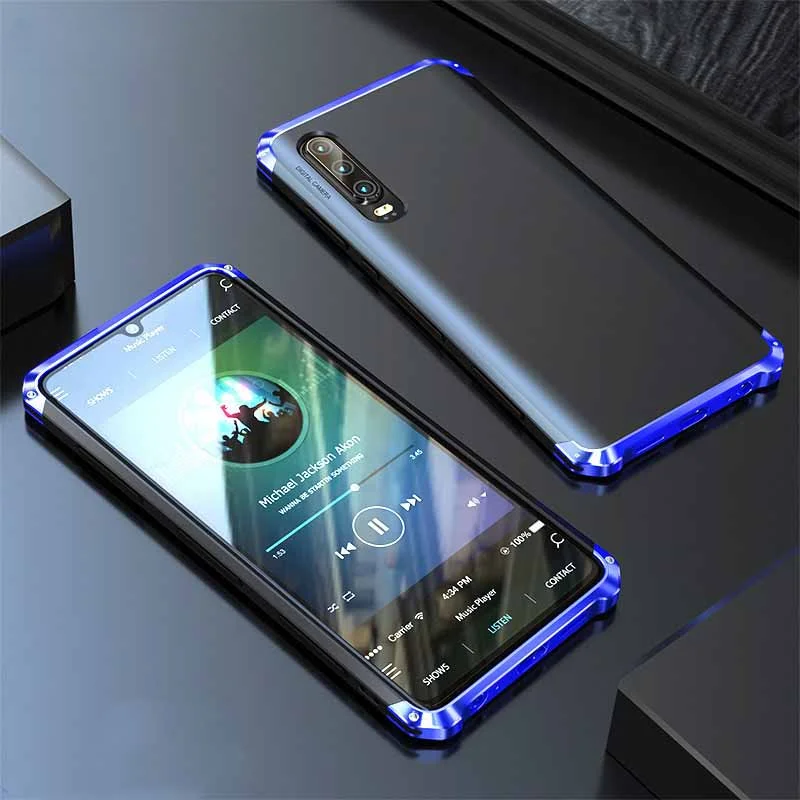 

Hot Sale Hybrid PC Element For Huawei P30 Armor Metal Frame Bumper+PC Back P30 Funda Aluminum Alloy Matte Case Cover Coques