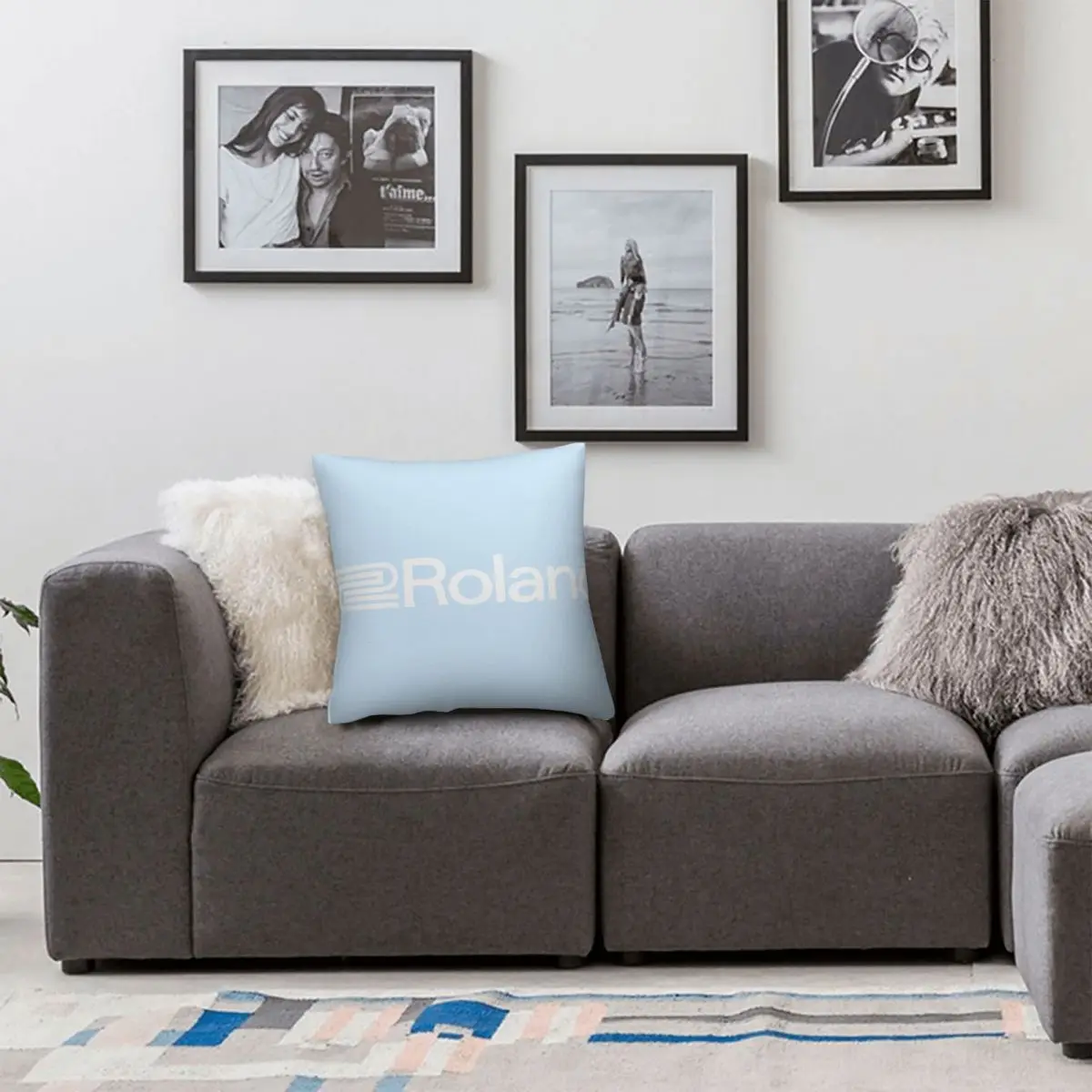 Черная подушка с логотипом пианино искусственная чехол на молнии задняя Roland