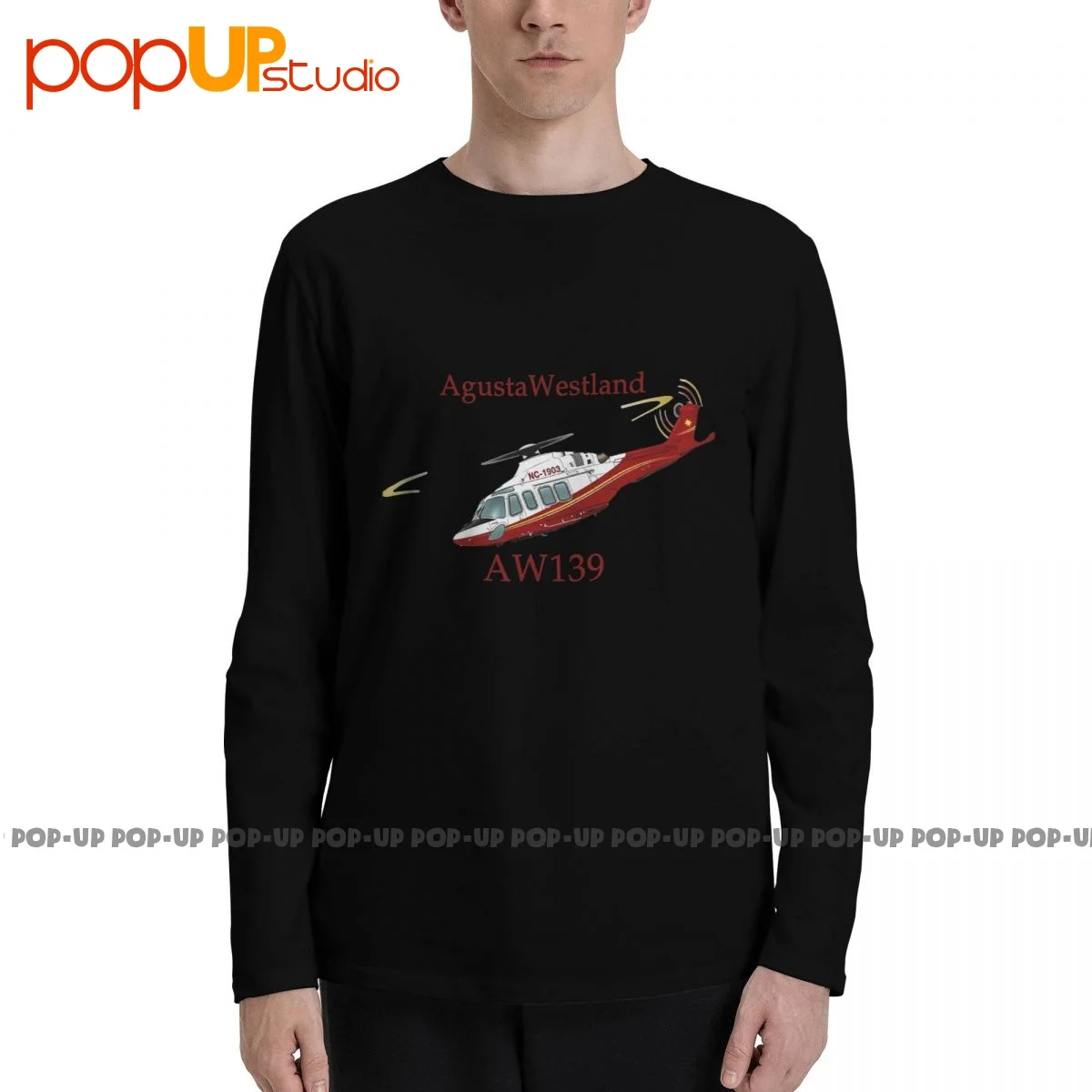 Футболка с длинным рукавом и принтом вертолета