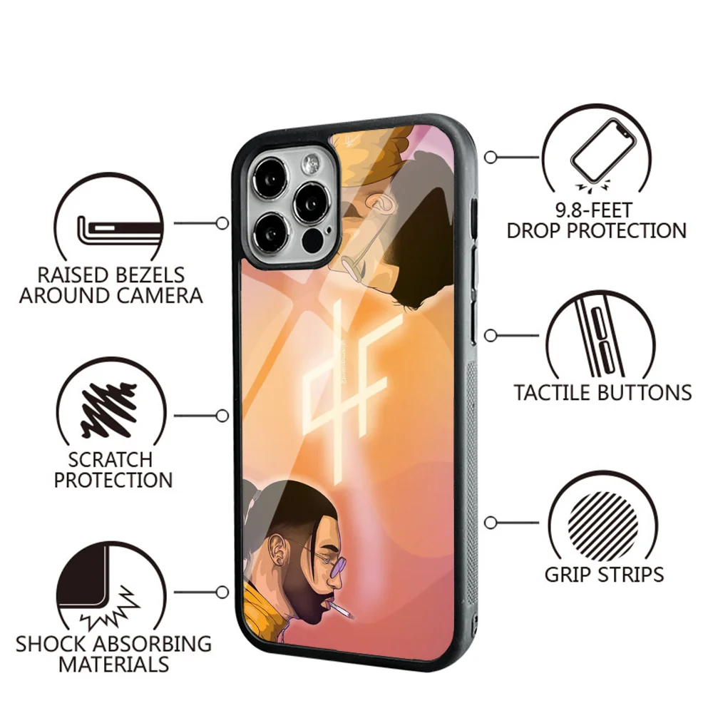 PNL QLF Rapper Black Phone Case For IPhone 16 15 Pro Max 14 Plus 13 12 11 Magesafe Magnetic Wireless Charge Cover