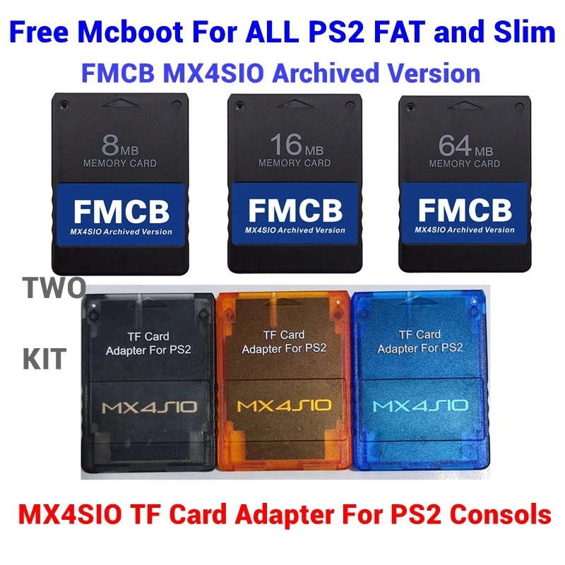 Переходник для карты памяти MX4SIO SIO2SD MC2SIO SD TF игровых консолей PS2 + 64 Мб FMCB карта Combo
