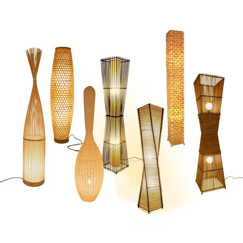 

Handmade Rattan Floor Lamp Homestay Hotel Decorative Japanese-Style Living Room Sofa Coffee Table Bedroom Bedside Light