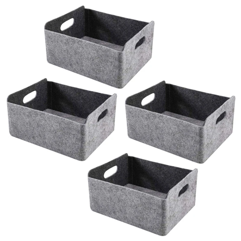 

4Pcs Felt Storage Basket/Bin With Handles, Collapsible & Convenient Storage Solution