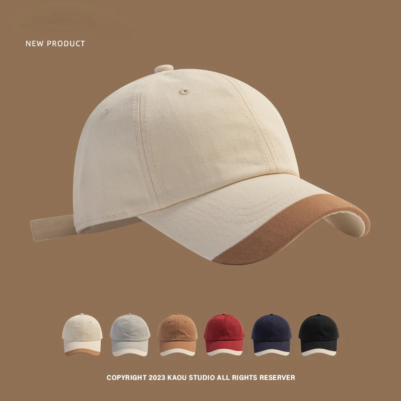 

Korean Colored Brim Unisex Baseball Hat Women Plain Curved Sun Visor Hat Outdoor Adjustable Baseball Cap for Men