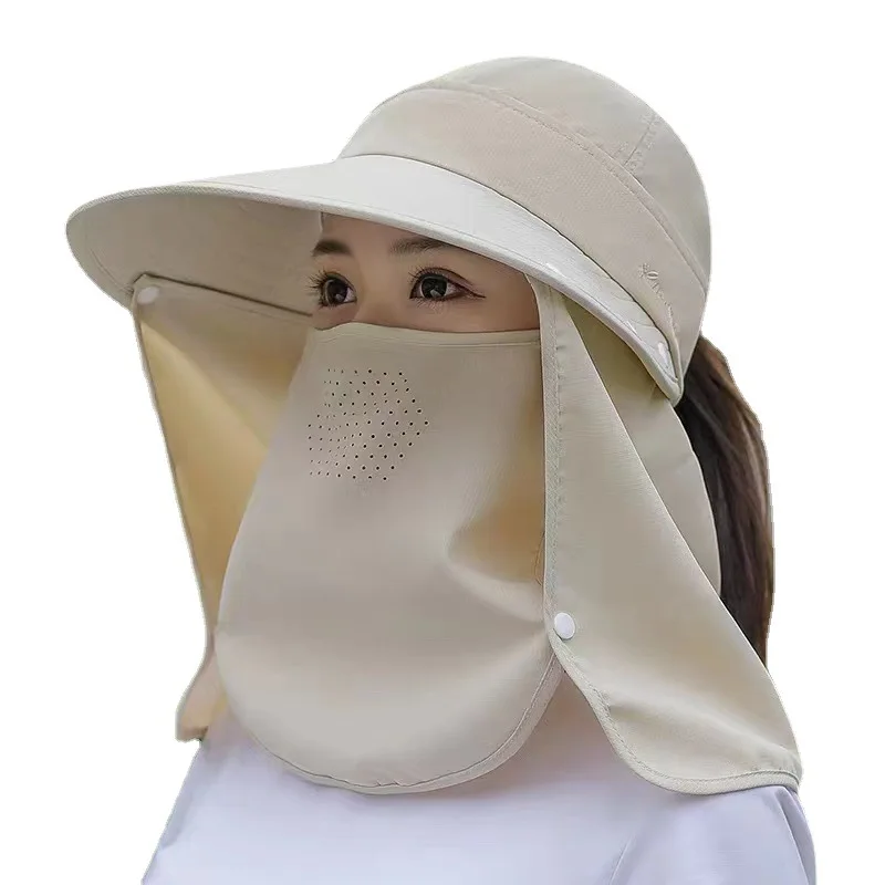 

Veil Sun Hat Female Sun Protection UV Protection Outdoor Cycling Tea Picking Fashion Cover Face with Shawl Wide Brim Hat