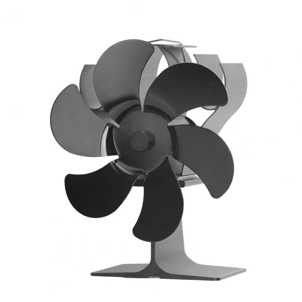 

Wear-resistant 1 Set Novel Rust Resistant Fireplace Fan Metal Heat Powered Fan 6-Blade for Wood-burning