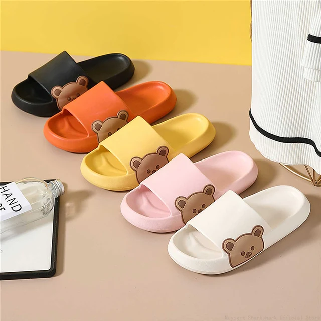 Cute Bear Slippers Women Summer Flip Flops Cartoon Shoes For Woman Indoor Outdoor Wear Soft Thick Beach Sandals Couple Slides 3