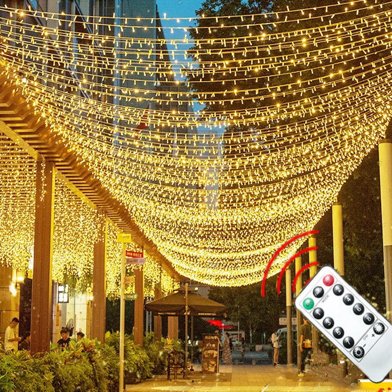 

Рождественские украшения для дома, светодиодная сказочная гирлянда, гирлянда-занавеска, гирлянда для свадьбы, спальни, комнаты, сада, уличный Декор