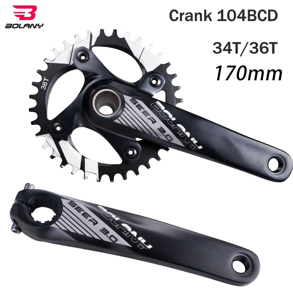 Bolany Mountain Bike Crankset Hollow Pedivela Integrado Crank 170MM 104BCD 34 36T Aluminum Alloy MTB Bicycle Chainring |