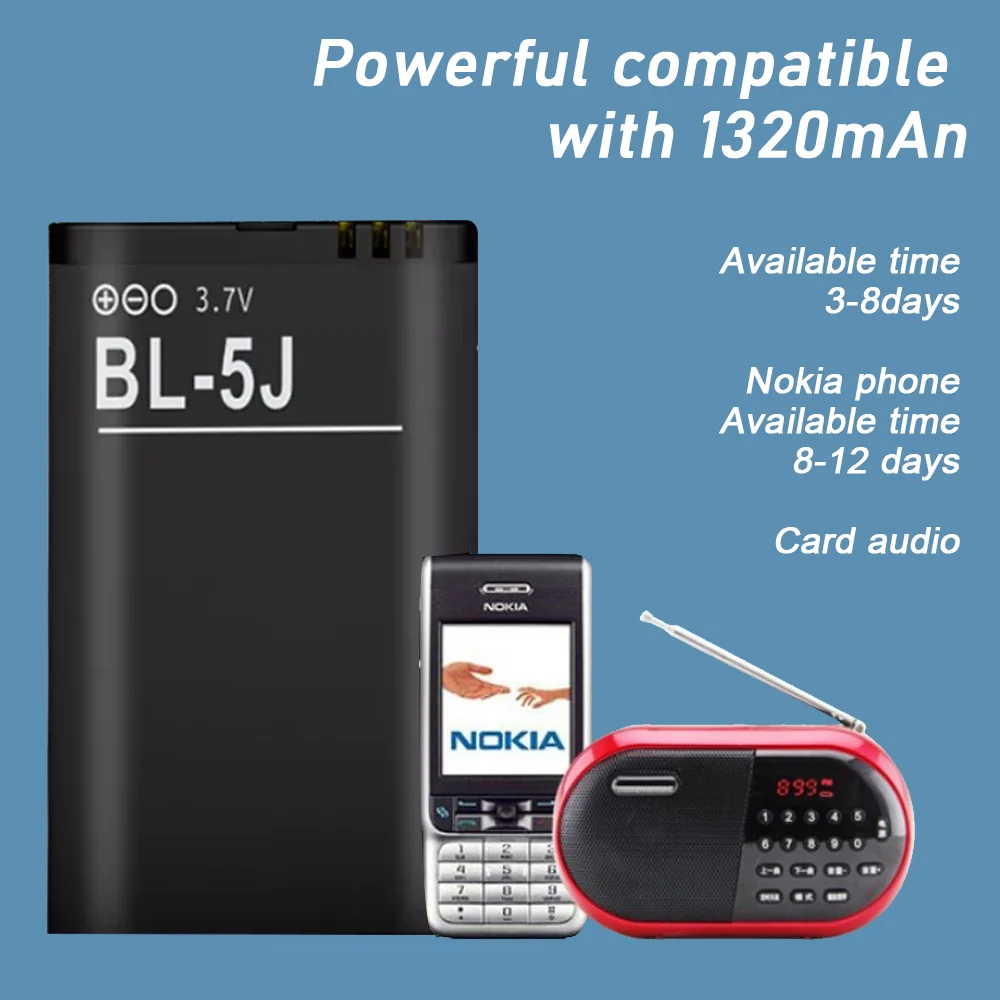 Аккумулятор для телефона Nokia 1320 5230 5233 5235 5800 XpressMusic N900 C3 Lumia 3020 520 525 530 5228 - купить по